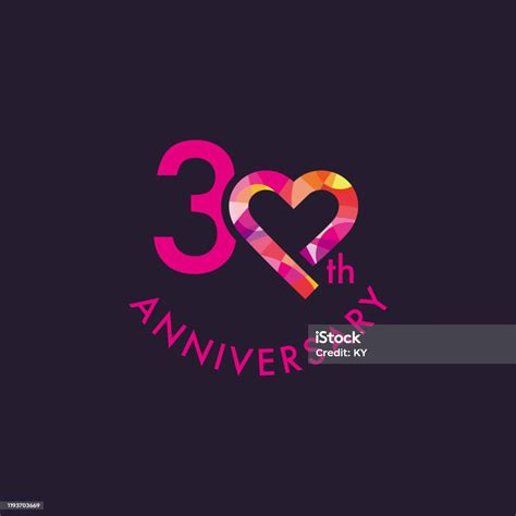 30th Heart Anniversary Logo Design Template Stock Illustration