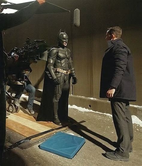 Behind The Scenes Photo With Christian Bale Batman And Joseph Gordon