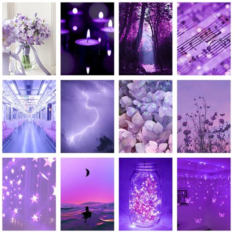 Beautiful Light Purple Aesthetic Wall Art Ll 44 Pieces Collage Etsy