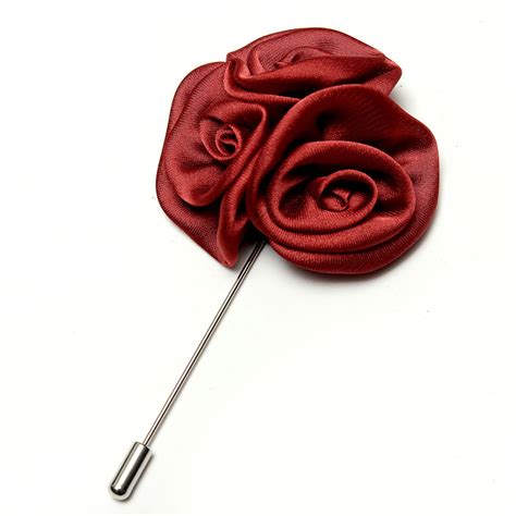 1x Lapel Flower Fabric Boutonniere Stick Brooch Pin Handmade Mens
