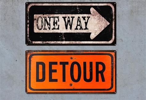 Vintage Rustic Road Signs One Way And Detour Sign Etsy