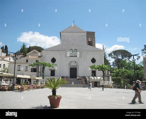 A View Of The Village Square In Ravello With A Church And Open Air