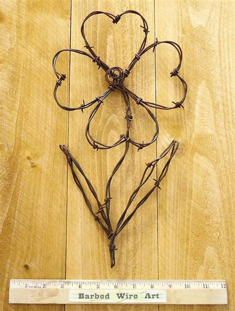 Flower Hand Made Rustic Barbed Wire Art Sculpture Barbed Wire Art