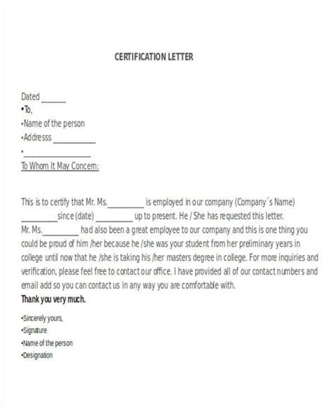 The proof of employment letter sample below offers the employment and income verification of matthew simpson, previously employed as general counsel for company inc. 15+ Certificate Letter Templates - PDF, DOC | Free ...