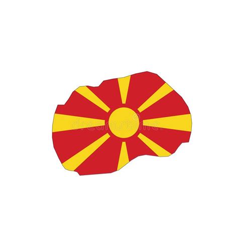 Northern Macedonia National Flag In A Shape Of Country Map Stock Vector