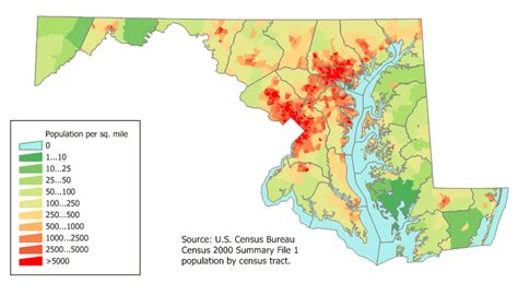 Map Of Maryland Map Population Density Online
