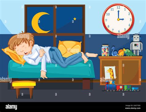 Child Sleeping Bedroom Night Stock Vector Images Alamy