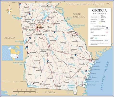 Reference Maps Of Georgia Usa Nations Online Project