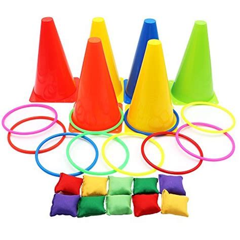 Tbhappy 3 In 1 Carnival Combo Set Traffic Cone Ring Toss Game With Bean