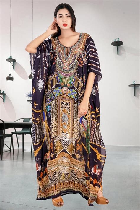 Very Beautiful Silk Kaftan Embellished Full Length Silk Kaftan Silk Dress Long Kaftan Designs