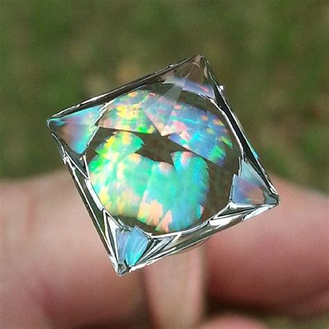Opal Behind Faceted Glass A Very Cool Kaleidoscope Effect Fire Opals