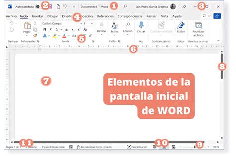 Elementos Que Componen La Pantalla Principal De Microsoft Word