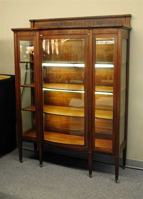 Mahogany China Cabinet W Curved Glass Door