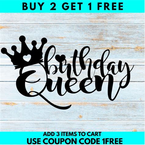Birthday Queen Cake Topper Svgpng Etsy