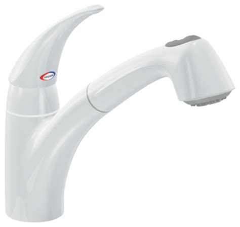 Today's updated kitchens should have faucets with diverse functionality, modern design and strong durability. Moen 7560W Extensa Single-Handle Pull-Out Kitchen Faucet ...