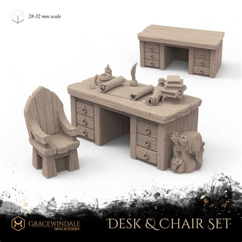 3d Printable Desk And Chair Set By Gracewindale Mini Scenery