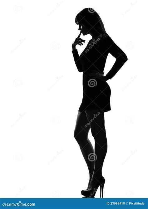 Stylish Silhouette Woman Full Length Thinking Royalty Free Stock Photos