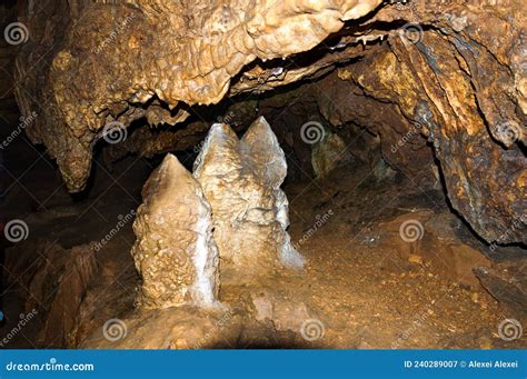 Stalactite Stalagmite Walls Of The Cave Template For Design Stock
