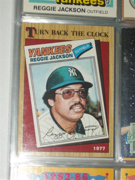 Baseball rookie card, green team, custom sports trading card. Reggie Jackson 1987 Topps- Turn Back the Clock baseball card
