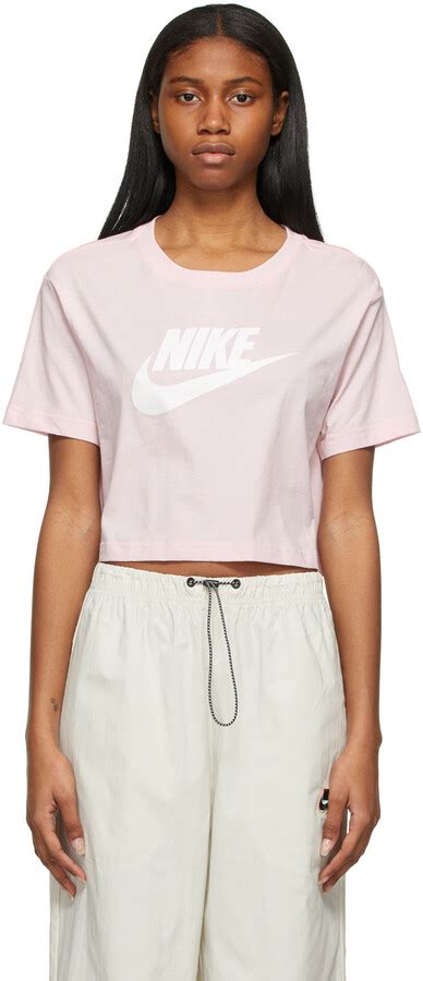 Nike Pink Essential Icon Futura Cropped T Shirt Shopstyle Activewear Tops