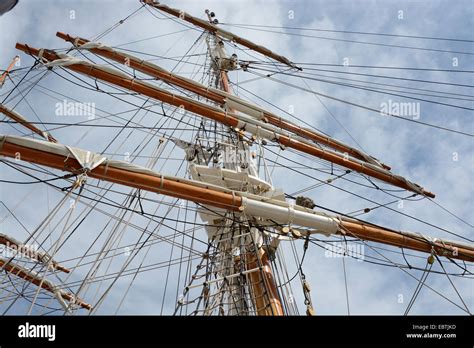 Mast With Spars And Rigging On Sailing Ship In Bristol Harbour Avon
