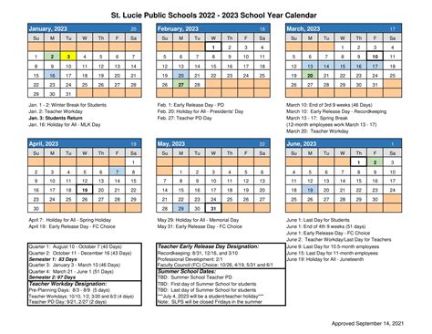 2022 2023 St Lucie School Calendar Lincoln Park Academy