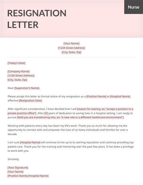 Nurses Resignation Letter Sample Database Letter Template Collection