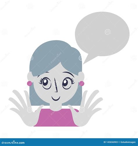 Young Woman With Speech Bubble Avatar Character Stock Vector