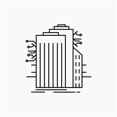 Building. Technology. Smart City. Connected. internet Line Icon. Vector