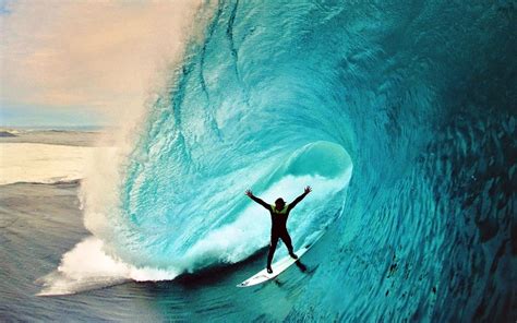 Surfing Under Big Wave X Full HD Wallpaper