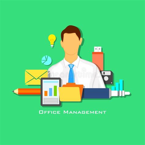 Office Management Icons Set Stock Vector Illustration Of Clock Site
