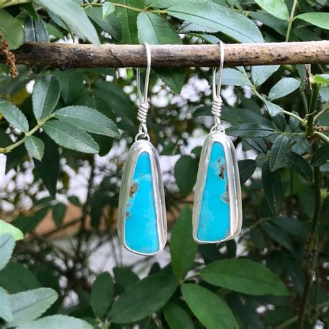 Turquoise Dangle Earrings For Women Sterling Silver Etsy Turquoise