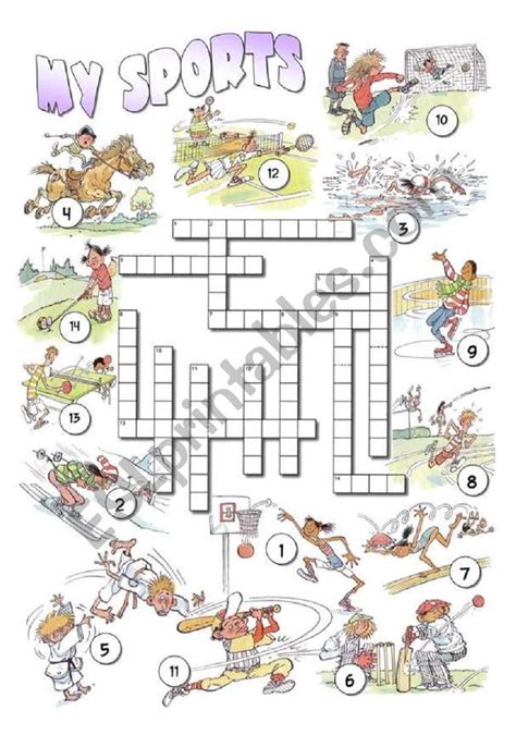 A Crossword Puzzle With The Words My Sports