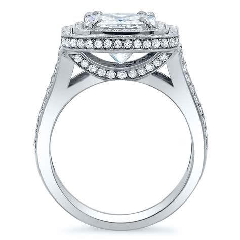 Each ring is custom made to fit the center. 3.1ct. Cushion cut Natural Diamond Double Halo 3 Row Shank ...