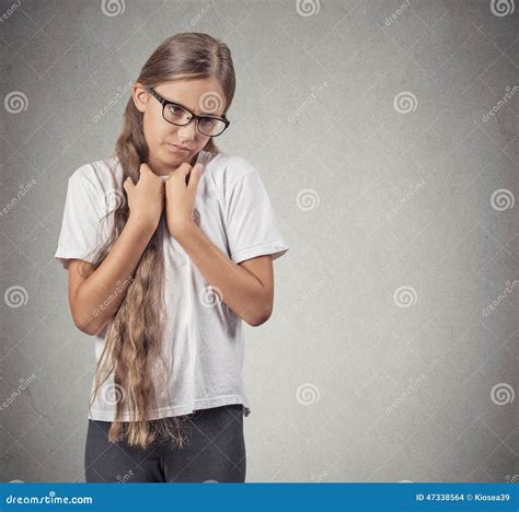 Shy teenager girl stock photo. Image of glasses, looking - 47338564