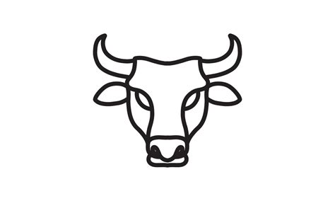 Bull Vector Line Icon Animal Head Vector Line Art Isolated Animal