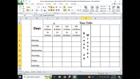 How To Make Time Table In Microsoft Excel School Time Table In Excel