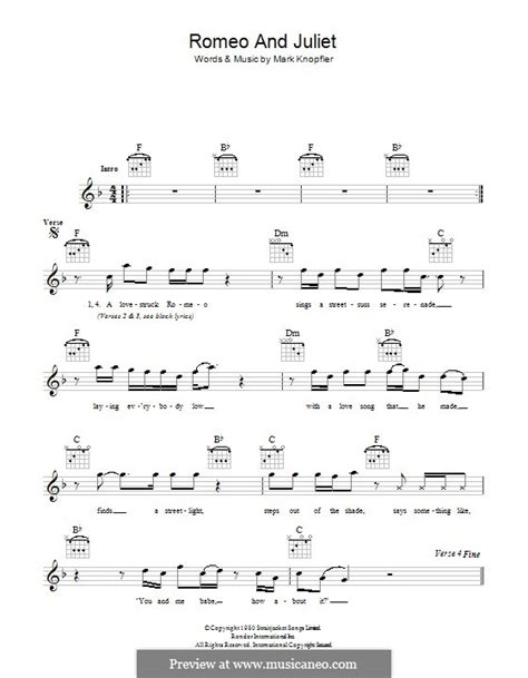 Romeo by petula clark chords. Romeo and Juliet (Dire Straits) von M. Knopfler - Noten auf MusicaNeo