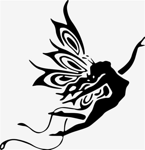 Black Butterfly Fairy Cartoon, Hand Painted, Tile, Wing ...