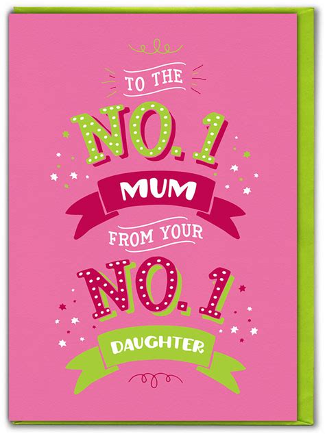 Funny Mothers Day Card From No 1 Daughter By Brainbox Candy