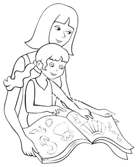 Coloriage Maman Et Sa Fille Lisent Un Livre Dessin Gratuit Imprimer