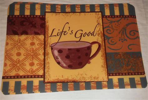 Burlap coffee mat, farmhouse coffee bar decor, coffee bar accessories, funny coffee lovers gift idea, rustic coffee station decoration. Set of 4 Table Coffee Latte Cafe Theme Kitchen Vinyl ...