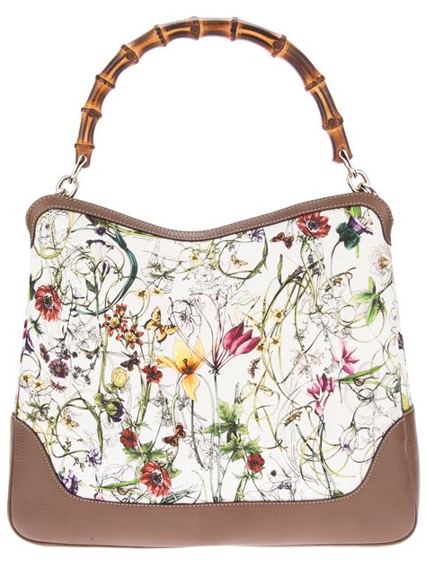 Gucci Flower Print Bag In Multicolor Brown Lyst