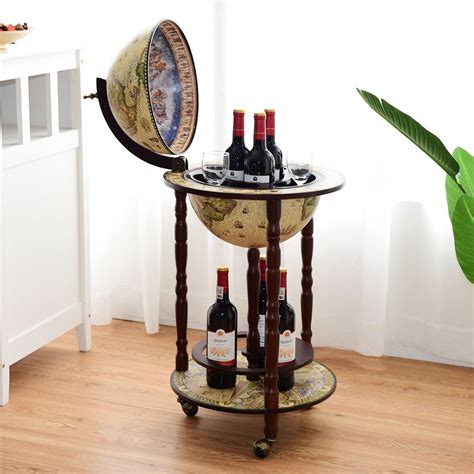 Eucalyptus bar globe drinks cabinet. Costway Bar Globe Terrestre Mappemonde en Bois d ...