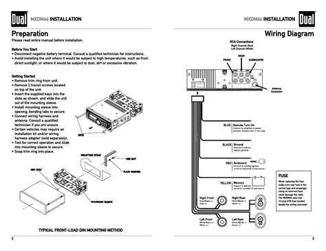 Guide to keep by your side in the studio or on the road. Preparation, Wiring diagram, Mxdm66 installation | Dual Electronics MXDM66 User Manual | Page 2 / 13