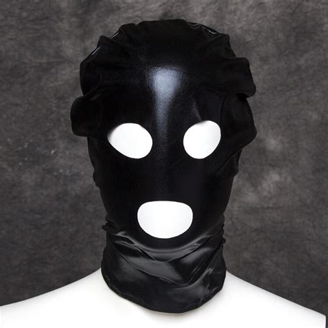 2017 New Direct Selling Spandex Fetish Open 3 Hole Hood Mask Head Bondage Black Audlt Games Sex