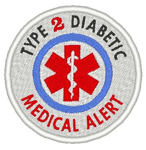 Type 2 Diabetic Embroidered Patch Design Instant Download