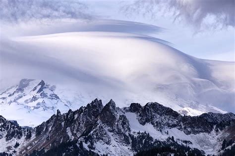Lenticular Cloud Over Mount Rainier Chinook Pass Washington State