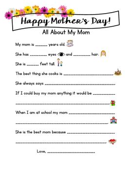 Mother's day: all about my mom worksheet by maria vicenzi