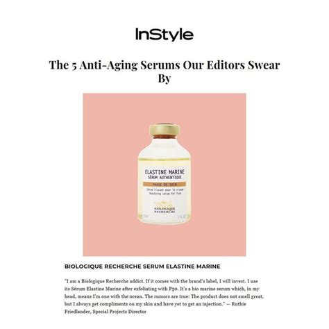 Our Serum Elastine Marine Is Featured In Instylemagazine In A Story